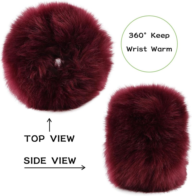 Peecabe Winter Women Fuzzy Arm Warmers Girls Faux Fur Short Wrist Cuffs Fluffy Soft Wrist Cover Ankle Warmer - Image 5